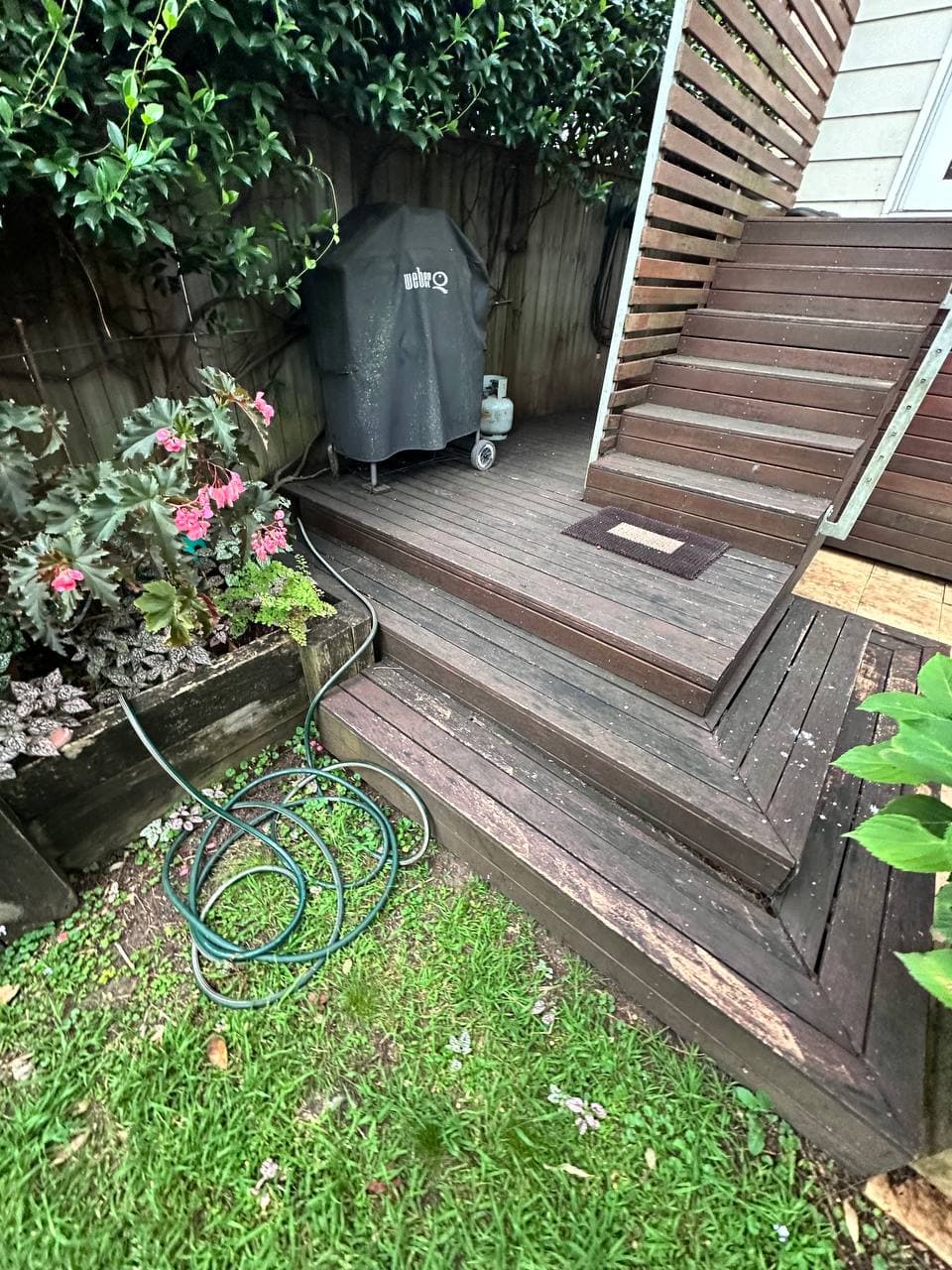Before: Garden steps rebuild with new railing